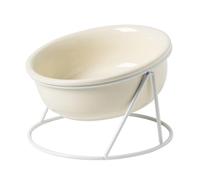 Ceramic Pet Food Bowl Elevated Stylish Design Cervical Spine Protection Large Capacity Cat Dog Bowl for Pets 300ml White (Beige)