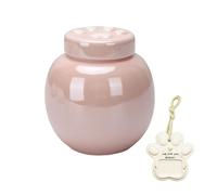 Ceramic Pet Urn, Airtight Paw Print Keepsake for Small Pets