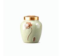 Ceramic Pet Urn Cremation Keepsake The lotus relief is elegant and graceful Small Memorial Elegant Holder with Pet-Shaped Lid for Cat or Dog Ashes