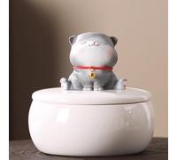 Ceramic Pet Urn for Ashes, Small Ceramic Pet Funeral Burial Box, Cremation Keepsake for Small Animals, Cats, Dogs, Rabbits, Hamsters, Bird(Cat A)