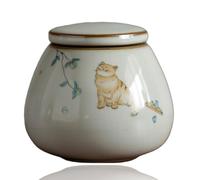 Ceramic Pet Urn for Cats, Small Dogs, Rabbits, Hamsters, Bird, 250ml Keepsake Ashes Jar, Memorial Urns for Pet Ashes(Cat B)