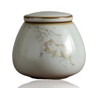 Ceramic Pet Urn for Cats, Small Dogs, Rabbits, Hamsters, Bird, 250ml Keepsake Ashes Jar, Memorial Urns for Pet Ashes(Cat A)