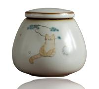 Ceramic Pet Urn for Cats, Small Dogs, Rabbits, Hamsters, Bird, 250ml Keepsake Ashes Jar, Memorial Urns for Pet Ashes(Cat C)