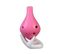 Ceramic Piccolo 6 Hole Ocarina Beginner Instrument Middle C Key(Pink)
