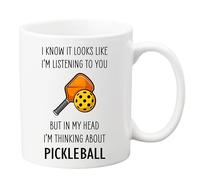 Ceramic Pickleball Mug, Funny Thinking About Pickleball Coffee Cup Gift
