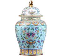 Ceramic Pink Gold Enamel Porcelain Ginger Jar Vase for Home Decor, Floral Chinoiserie Ceramic Ginger Jars Vase with Lid Tea Storage Jar (Grün 15 * 25cm)