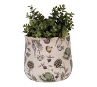 Ceramic Plant Pot Vintage Style Indoor Flower Pot Vegetable Print Planter | Distressed Effect, Watertight Design, Indoor Use, Centrepiece Decoration