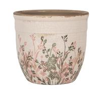 Ceramic Plant Pots Indoor Wildflower Meadow Plant Pot Vintage Style Distressed Effect Jardinière Style Planter Living Room Bedroom Kitchen Windowsill Bathroom Decor (Medium)