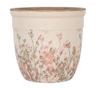 Ceramic Plant Pots Indoor Wildflower Meadow Plant Pot Vintage Style Distressed Effect Jardinière Style Planter Living Room Bedroom Kitchen Windowsill Bathroom Decor (Large)
