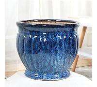 Ceramic Planter Pot Garden Planters House Plants Peacock Blue for Indoor Outdoor Windowsill Gardens All Home Garden Flowers Courtyard Balcony Corridor Villa Aisle (Blue 27 * 27cm)