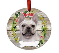 Ceramic Plaque French Bulldog Pets Ceramic Hanging Gift | Xmas Tree Decorations with Gold Rope Hanging Sign for Mothers Day Holiday Xmas Decorations