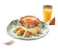 Ceramic Platter with Crab Shape Dipping Bowl 12.2 Inch Dessert Platter