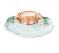 Ceramic Platter with Crab Shape Dipping Bowl 31cm Ceramic Snack Platter