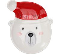 Ceramic Polar Bear Christmas Plate | Novelty Christmas Character Snack Plate | Christmas Serving Dish Snack Nibbles Bowl - 19cm
