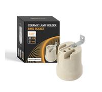 Ceramic Porcelain E27 Lamp Holder 46mm(H) × 40mm(W) × 33mm(L) Edison Screw Light Bulb Socket, Heat Resistant LampHolder for DIY Pendant Ceiling Lighting, 240V UK