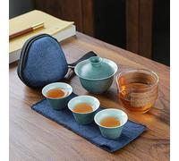 Ceramic Porcelain Kung Fu Tea Set Teaware Outdoor Travel Tea Set Tea Bag Anti-scalding One Pot Four Cups Teapot Tea Ceremony (B)
