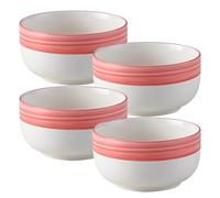 Ceramic Porcelain Soup Bowls with Lid Cereal Bowls Set, 400ml Breakfast Bowls, Soup Bowls, Rice Bowl Microwave Safe-Pink-Set of 4, FK2BCC222FIL22L