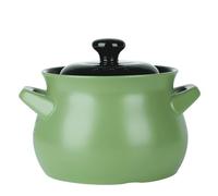 Ceramic Pot, Ceramic Pot Double Handle Lid Pure Tureen Soup Clay Pot/Earthen Pot/Ceramic Cookware(Black and Green,2.2L)
