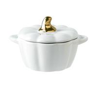 Ceramic Pot, Cute Pumpkin Bowl with Lid,Oven Safe Soup Bowls for Stew Chili Cheese Pot Pie Casseroles(White)