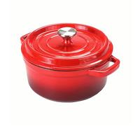 Ceramic pot, Oven Enamel Cast Iron Pot, Mini Lightweight Casserole Dish with Lid, Non-Stick Round Household Stew Durable Pot Cook (Red 26cm)