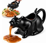 Ceramic Puking Cat Gravy Boat, Kitty Sauce Pitcher for Milk Cream and Syrup | Fun Table Decor, Eye Catching Serving Jug for Thanksgiving Dinners Family Party Meals And Holiday Feasts