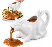 Ceramic Puking Cat Gravy Boat, Kitty Sauce Pitcher for Milk Cream and Syrup | Fun Table Decor, Eye Catching Serving Jug for Thanksgiving Dinners Family Party Meals And Holiday Feasts