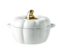 Ceramic Pumpkin Casserole Dish, With Lid - Orange Enamel Stew Pot, Soup Pot - Easy To Clean - Gifts For Parents - Pumpkin Pot, 0.27L