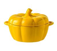 Ceramic Pumpkin Casserole Dish, With Lid - Orange Enamel Stew Pot, Soup Pot - Easy To Clean - Gifts For Parents - Pumpkin Pot, 0.27L