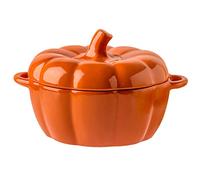 Ceramic Pumpkin Casserole Dish, With Lid - Orange Enamel Stew Pot, Soup Pot - Easy To Clean - Gifts For Parents - Pumpkin Pot, 0.27L