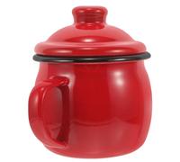 Ceramic Pumpkin Cup with Lid Microwave Safe Enamel Mug for Home Use 580Ml Red Drinking Cup Stylish and Cute Design for Storage