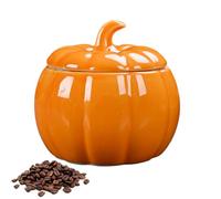 Ceramic Pumpkin Jar, Shaped Storage Container with Lid, Airtight Treat Canister for Thanksgiving Fall Kitchen Party Bedroom Dorm Living Room Home Decor Seasonal Snack Display Accent Organizer