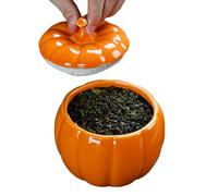 Ceramic Pumpkin Jar, Small Pumpkins Shaped Storage, 3.9 x 3.62 Inches Fall-Themed Airtight with Lid, Decorative Accent, Food Container for Kitchen, Bedroom, Dorm, Snacks, Candy and Living Room Use