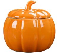 Ceramic Pumpkin Jar with Lid, Creative Decorative Bowl, Storage Containers, Halloween Food Organization Canister, for Candy, Cookie, Spice & Home Table Decor (Small)