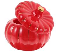 Ceramic Pumpkin Soup Bowl with Lid, Halloween Season Dessert Serving Dish | Red Glazed Finish, Smooth Edges, Easy Cleaning, Keeps Food Warm, Protects Contents from Dust, for Homes and Restaurants