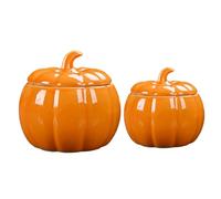 Ceramic Pumpkins Jars, Fall Halloween Pumpkins Cookie Jar, Orange Pumpkin Seal Tea Jar with Lid, Candy Cookie Spices Coffee & Home Kitchen Table Pumpkin Decor