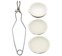 Ceramic Quartz Crucible Dish Cup,4Pcs Melting Gold Silver Copper Whip Tongs Handle,Jewelry Refining Casting Pot for Metal Casting Kit