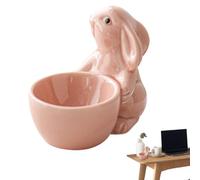 Ceramic Rabbīt Egg Cup - Cute Boiled Egg Holder, Breakfast Bunny Eģg Stand | Porcelain Easter Decoration Tray | Stable Base Kitchen Gadget For Dining Table, Novelty Gift For Kids, Home Living Room Dec
