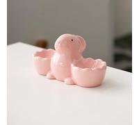 Ceramic Rabbit Egg Cup, Double Support Egg Cup Creative Ceramic Bunny Egg Cup Holder Porcelain Easter Decorations for Soft Boiled Egg Home Decor Kitchen Utensils Easter Bunny Egg Stand (Pink)