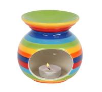 Ceramic Rainbow Stripe Oil Burner and Wax Warmer, Essential Oil Diffuser, Pride LGBTQ Gift