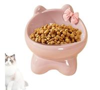 Ceramic Raised Cat Bowl - 15 Degree Pet Food Dish, Ergonomic Kitten Shape Eater | No-Slip Raised Design For Enhanced Digestion