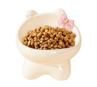 Ceramic Raised Cat Bowl - Enhanced Cat Food Dish, Kitten Shape Feeding Bowl | 15 Degree Slant Pet Cat Food Bowl, Non-Slip Kitten Shaped Pet Feeding Bowl for Indoor Cats Small Dogs Kittens, 6x6 Inches