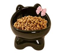 Ceramic Raised Cat Bowl - Tilted Pet Feeding Dish, Non-Slip Kitten-Shape Bowl, Elevated Cat Food Plate, Indoor Small Dog Mealtime Dish, Ergonomic Designer Pet, Stylish Feeding Solution