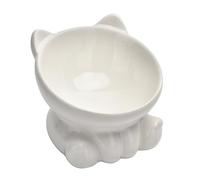 Ceramic Raised Cat Bowl,Tilted Raised Anti Vomit & Protect Pet's Spine,Cat Bowls for Indoor Whisker Friendly Pet Feeder for Cats Puppies, Microwave and Dishwasher Safe (White)