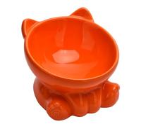 Ceramic Raised Cat Bowl,Tilted Raised Anti Vomit & Protect Pet's Spine,Cat Bowls for Indoor Whisker Friendly Pet Feeder for Cats Puppies, Microwave and Dishwasher Safe (Orange)