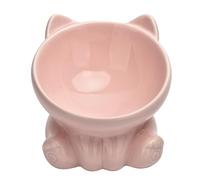 Ceramic Raised Cat Bowl,Tilted Raised Anti Vomit & Protect Pet's Spine,Cat Bowls for Indoor Whisker Friendly Pet Feeder for Cats Puppies, Microwave and Dishwasher Safe (Pink)