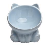 Ceramic Raised Cat Bowl,Tilted Raised Anti Vomit & Protect Pet's Spine,Cat Bowls for Indoor Whisker Friendly Pet Feeder for Cats Puppies, Microwave and Dishwasher Safe (Blue)