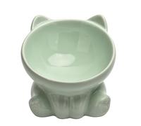 Ceramic Raised Cat Bowl,Tilted Raised Anti Vomit & Protect Pet's Spine,Cat Bowls for Indoor Whisker Friendly Pet Feeder for Cats Puppies, Microwave and Dishwasher Safe (Green)