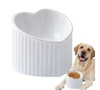 Ceramic Raised Cat Bowls - Inclined Pet Food Feeding Dish - Elevated Porcelain Heart Shape Shallow Slanted Dish for Cats Pets Medium