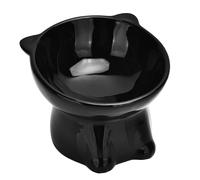 Ceramic Raised Cat Bowls,Tilted Elevated Cat Food Bowl for Indoor,Anti Vomiting & Protect Pet's Spine,Pet Feeder Dish for Flat Faced Cats and Kitten (Black)