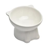 Ceramic Raised Cat Bowls,Tilted Elevated Cat Food Bowl for Indoor,Anti Vomiting & Protect Pet's Spine,Pet Feeder Dish for Flat Faced Cats and Kitten (White)